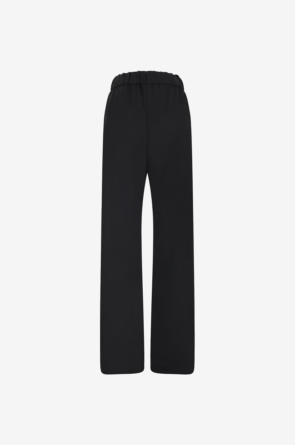 Logo plate adorned flared wool blend trousers