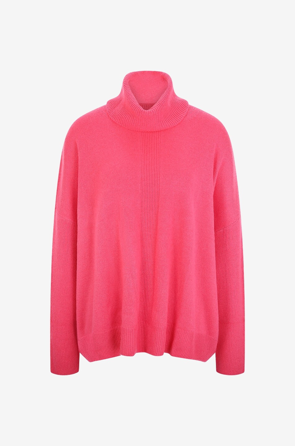 Weiter Kaschmirpullover mit Rollkragen und Rippstrickdetails