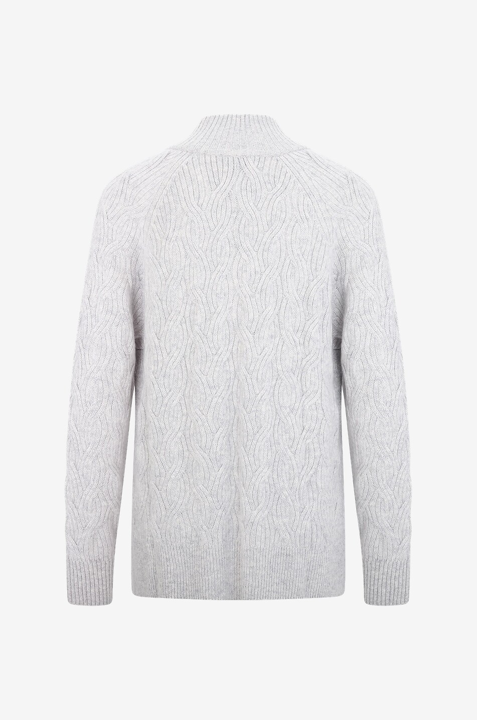 BONGÉNIE Pull torsadé à col entonnoir en cachemire Femme GRIS 2