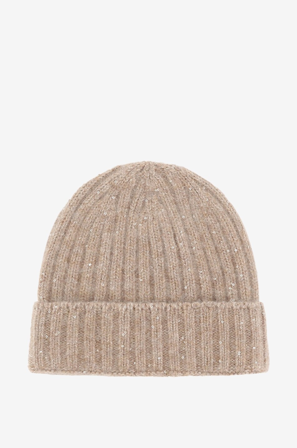 FABIANA FILIPPI Sequin adorned fluffy rib knit beanie Women Light beige 2