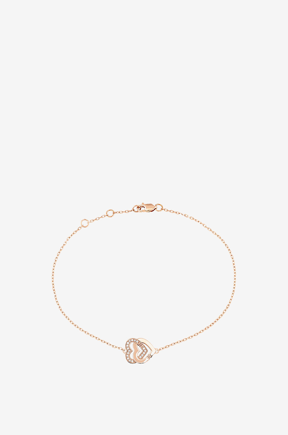 Bracelet en or rose et diamants Double Coeurs R10