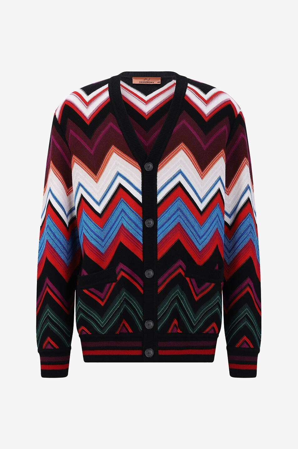 Missoni designer cardigan chevron striped black purple turquoise yellow hotsell S