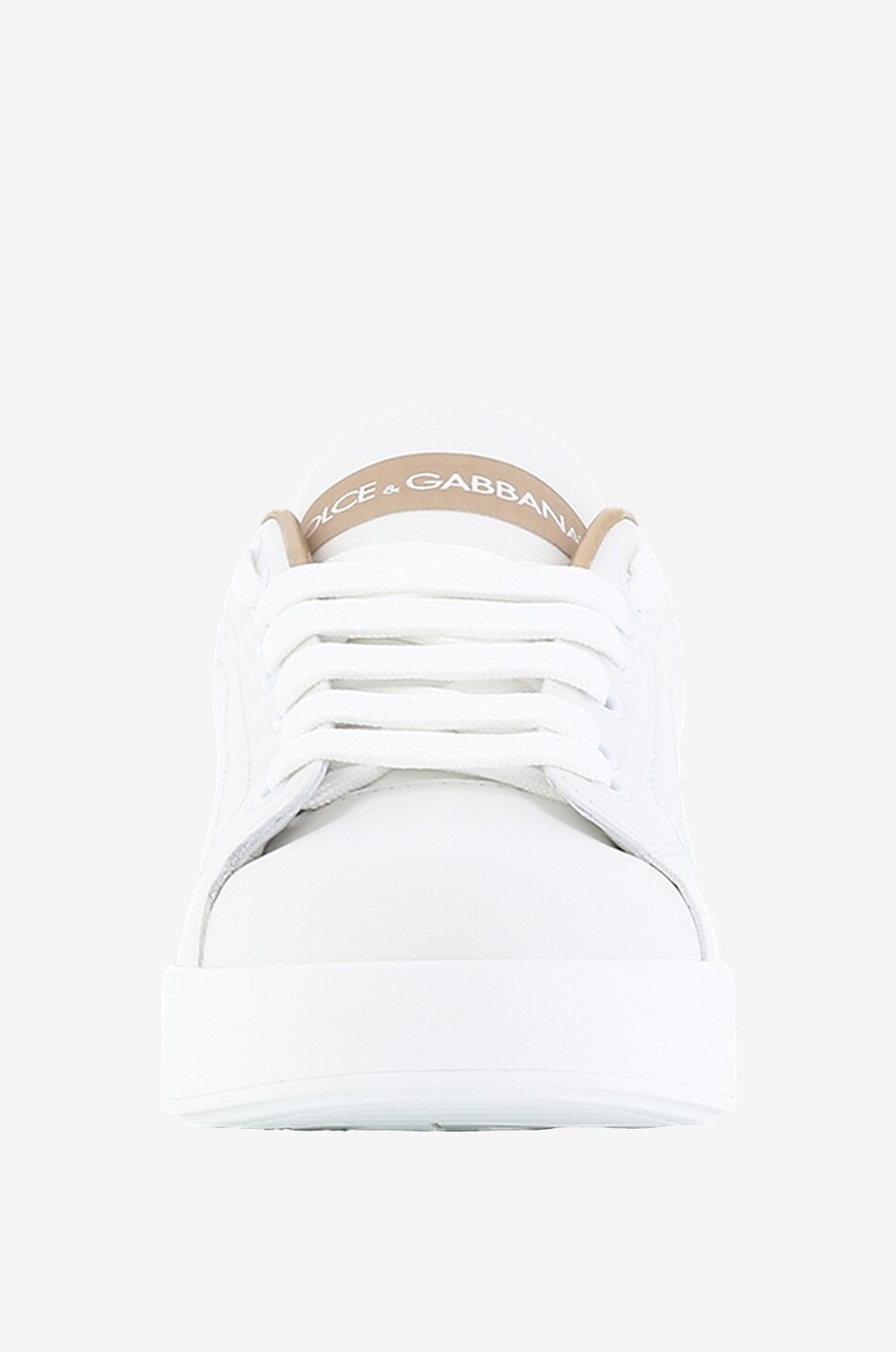DOLCE & GABBANA Baskets basses à lacets en cuir lisse et cuir métallisé Portofino Femme DORE 2