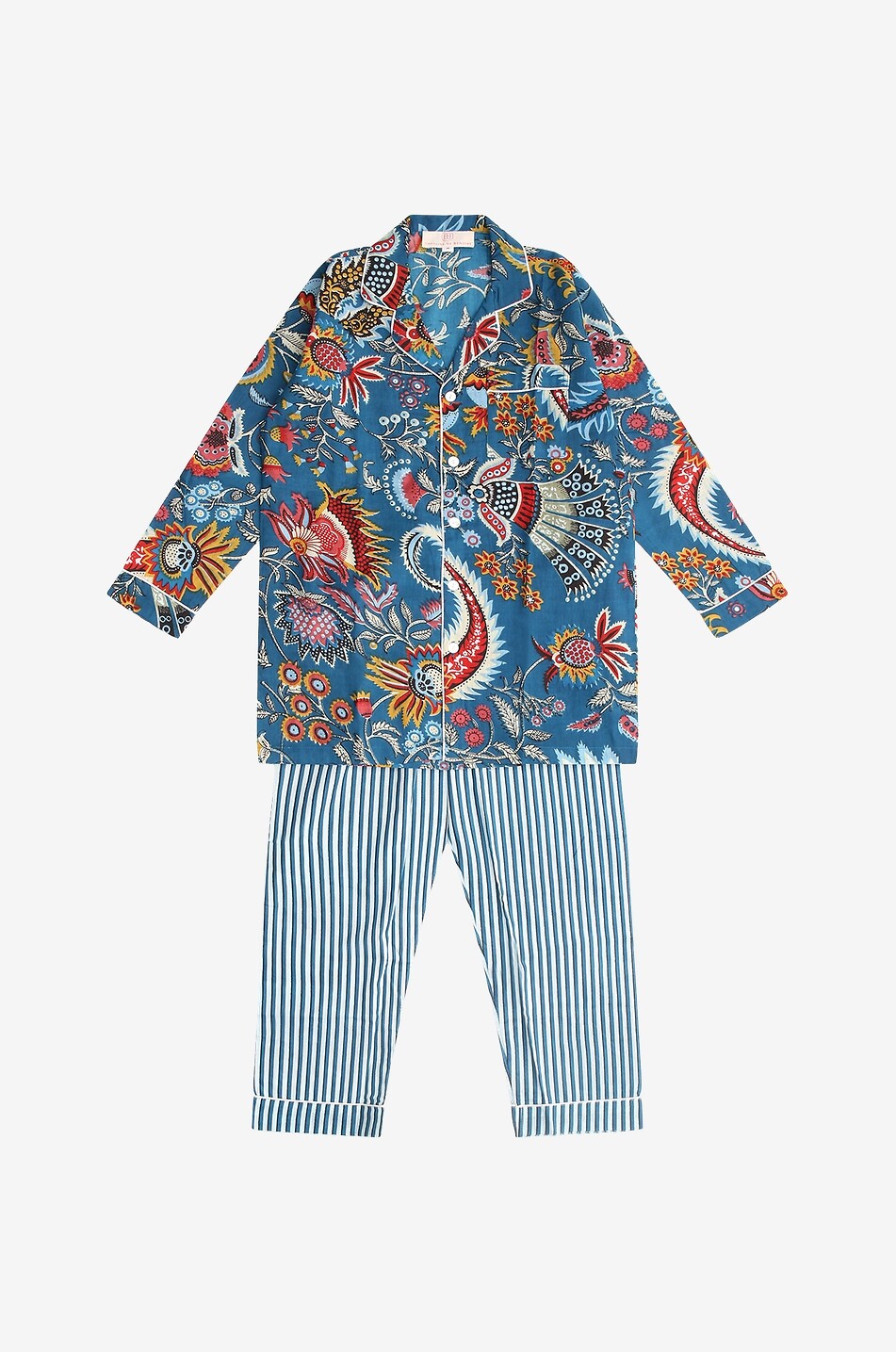 CAROLINE DE BENOIST Pyjama-Set für Mädchen aus Baumwolle Indien Mädchen BLAU 1