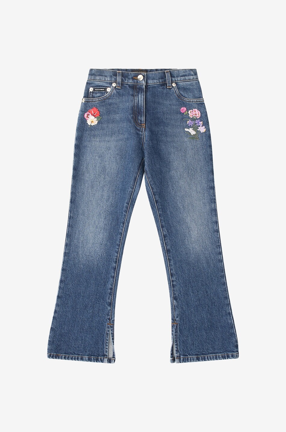 Prateria girl's flared flower embroidered jeans