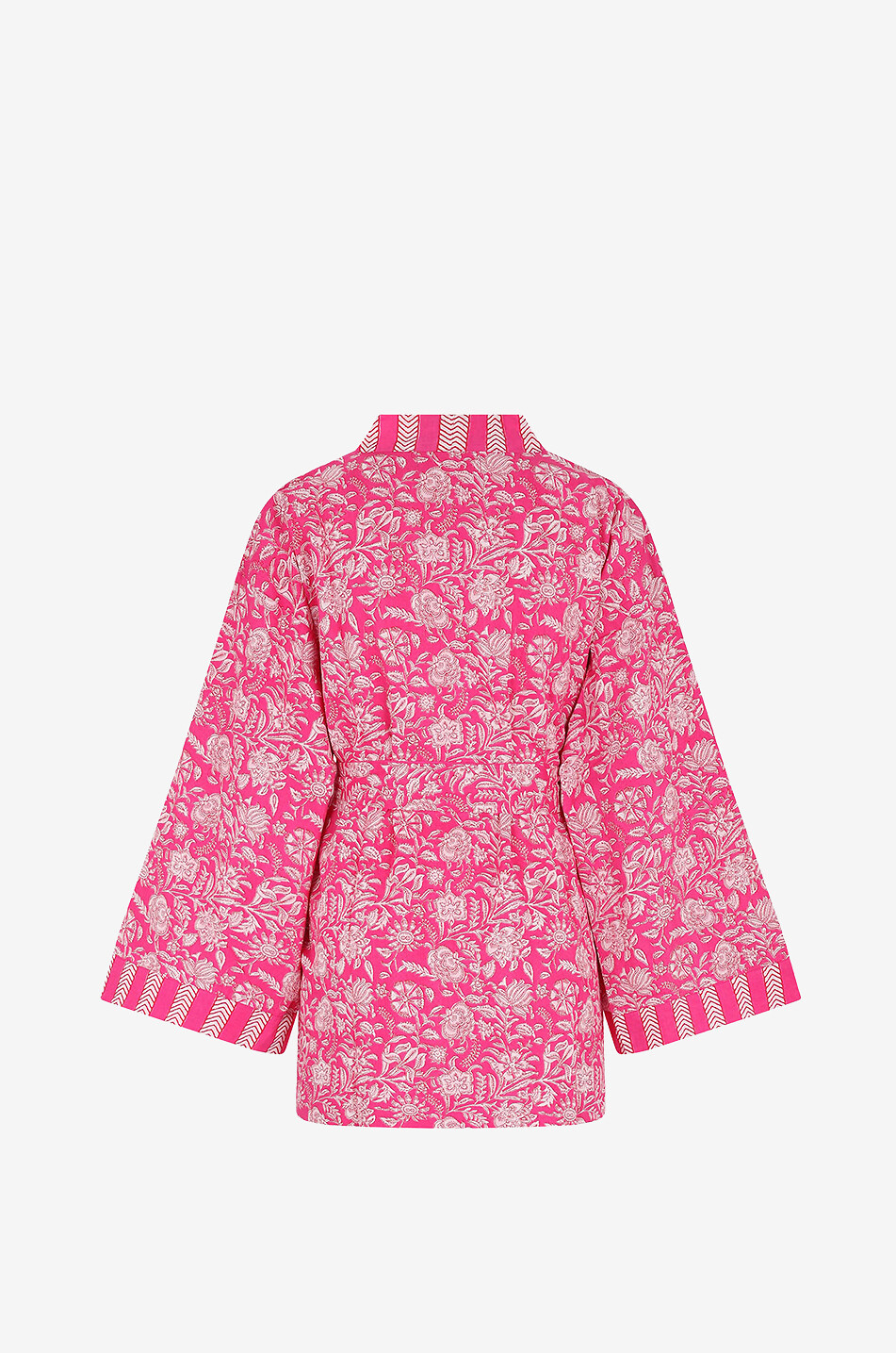 CAROLINE DE BENOIST Kimono court en coton Fleuri Femme ROSE FONCÉ 2