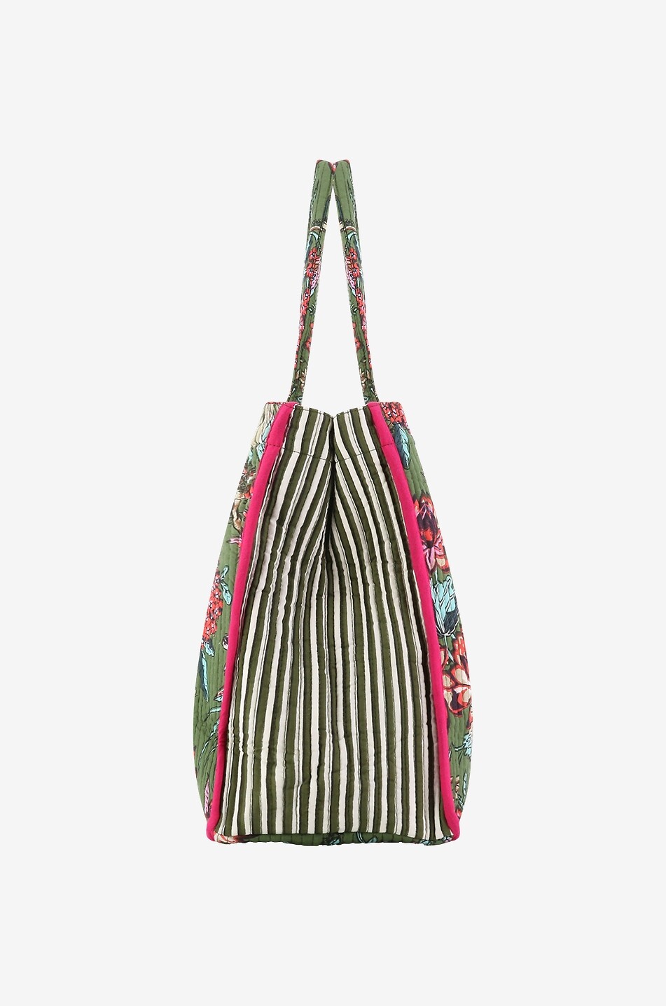 CAROLINE DE BENOIST Sac cabas en coton matelassé Oiseau Vert Maison VERT 4