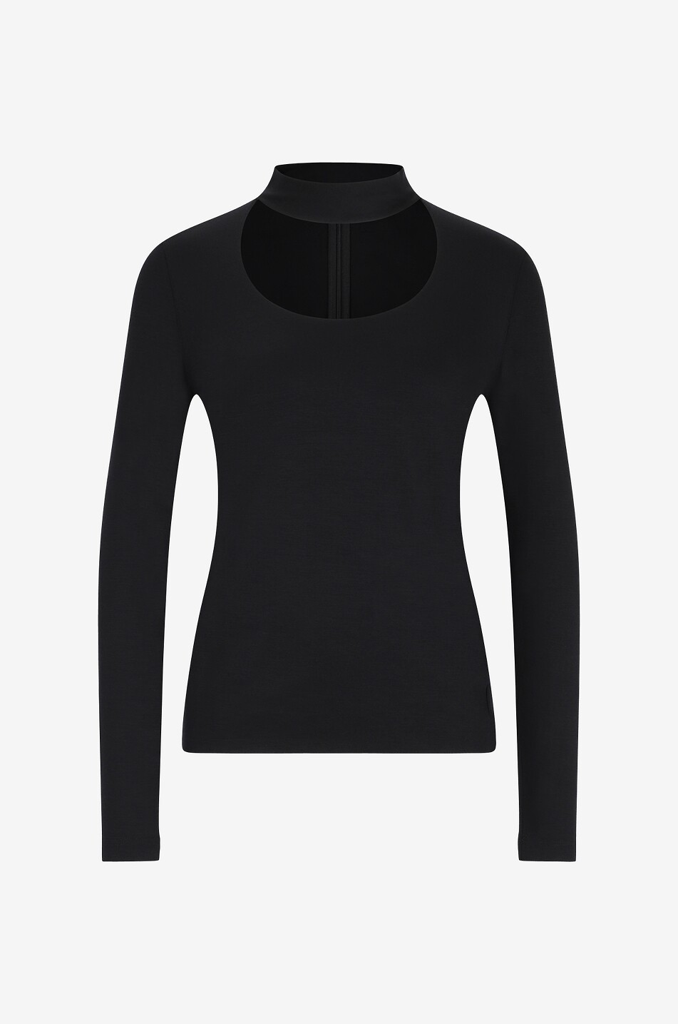 AKRIS PUNTO Jersey top with cut-out and stand-up collar Women BLACK 1