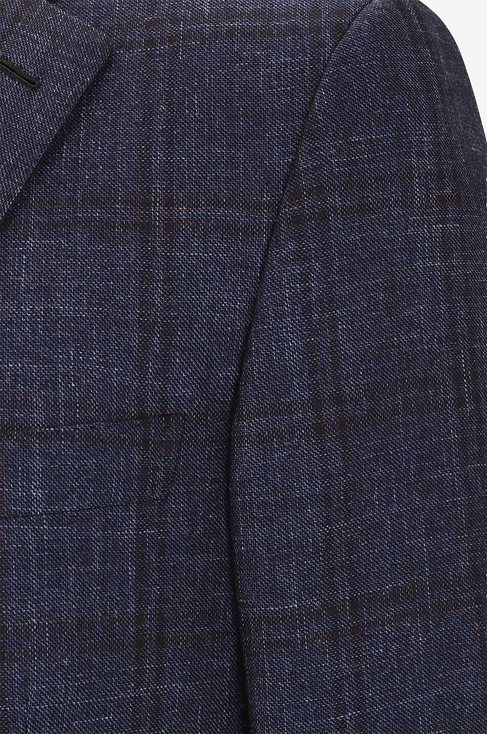 Checked silk and linen cashmere blazer