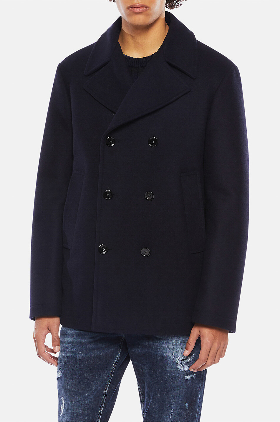 DONDUP Double-breasted wool peacoat Men Colourless 2