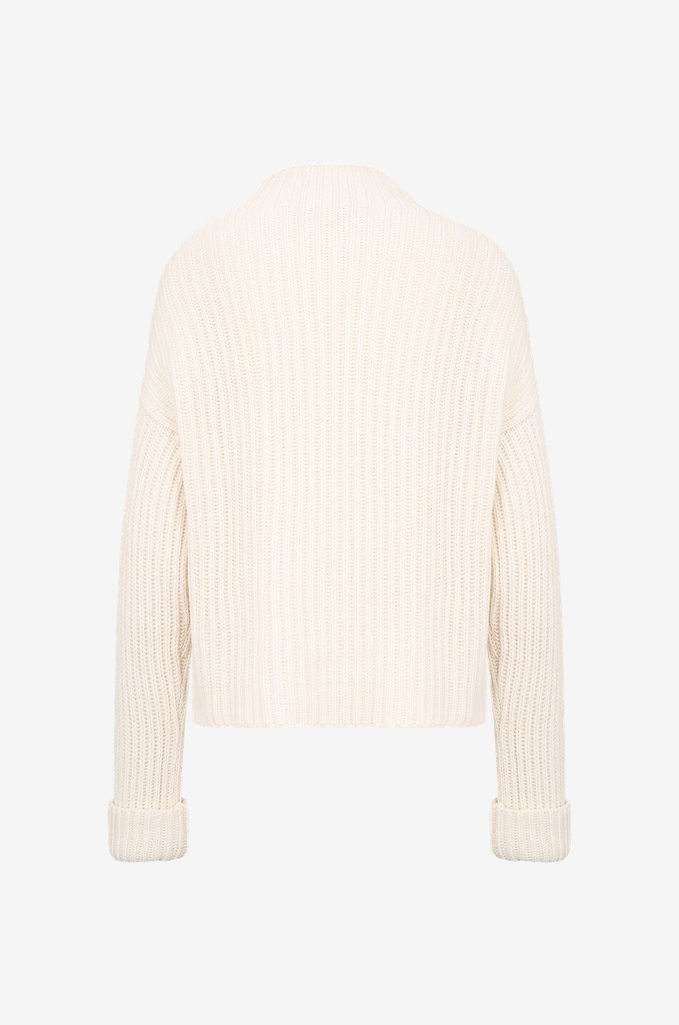 Pull côtelé en cachemire à col entonnoir et revers