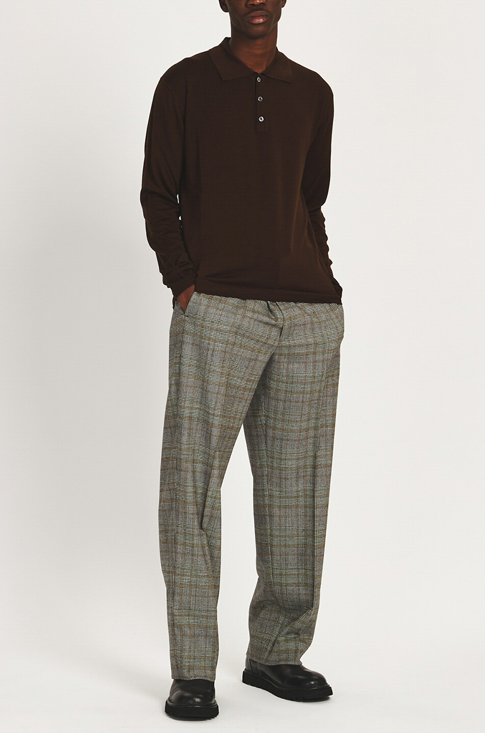 Feinstrick-Langarm-Polohemd Pevaron Brunal