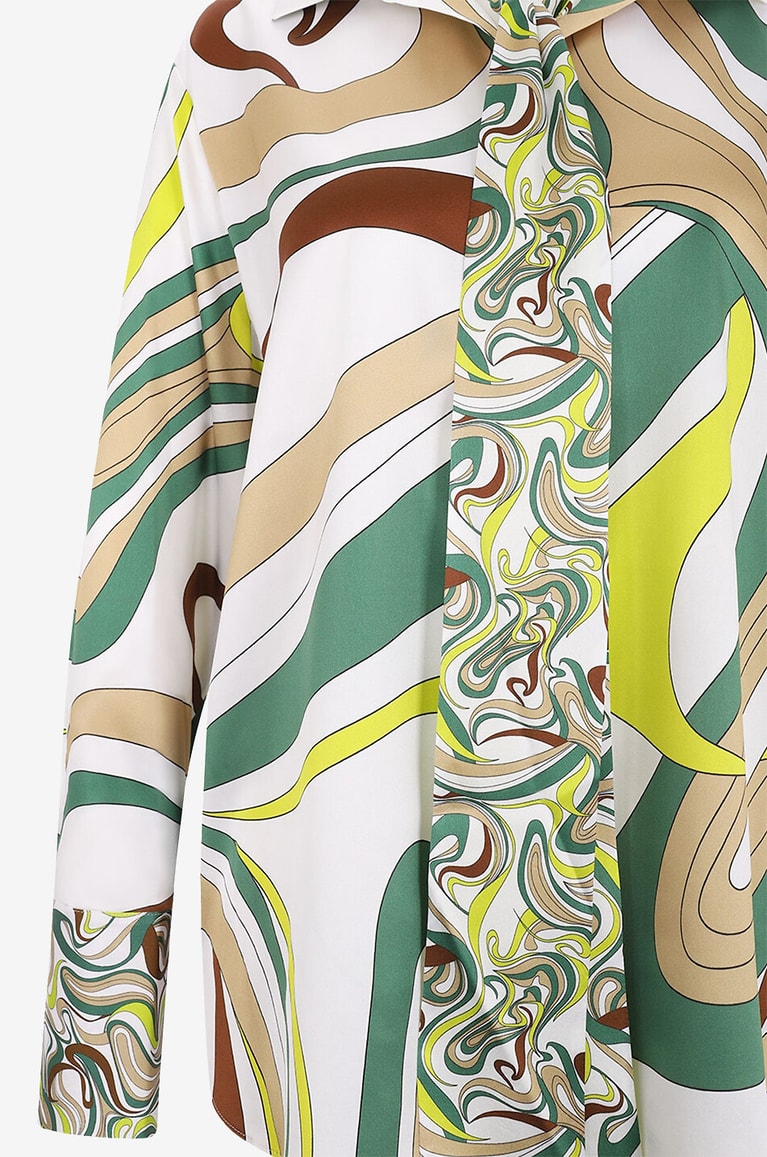 HERZEN'S ANGELEGENHE Psychedelic print adorned silk pussy-bow shirt Women MULTI COLOURED 3