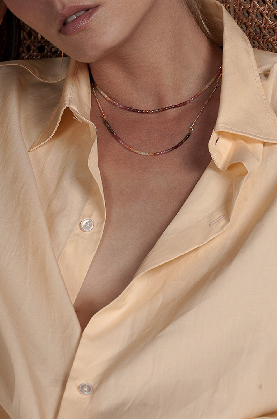 ATELIER PAULIN Collier doré Nonza Saphir Fauve Femme MULTICOLORE 4