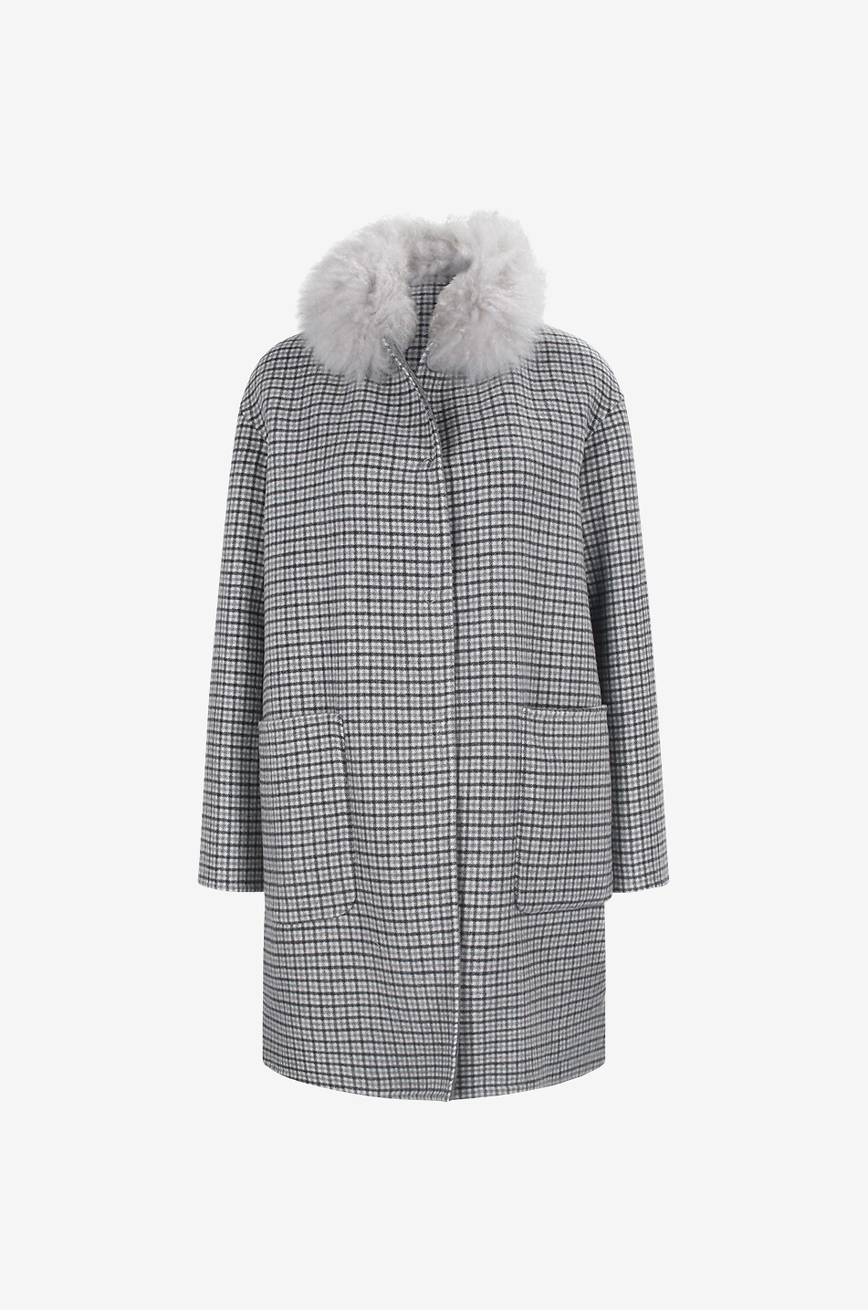 Short virgin wool and cashmere coat