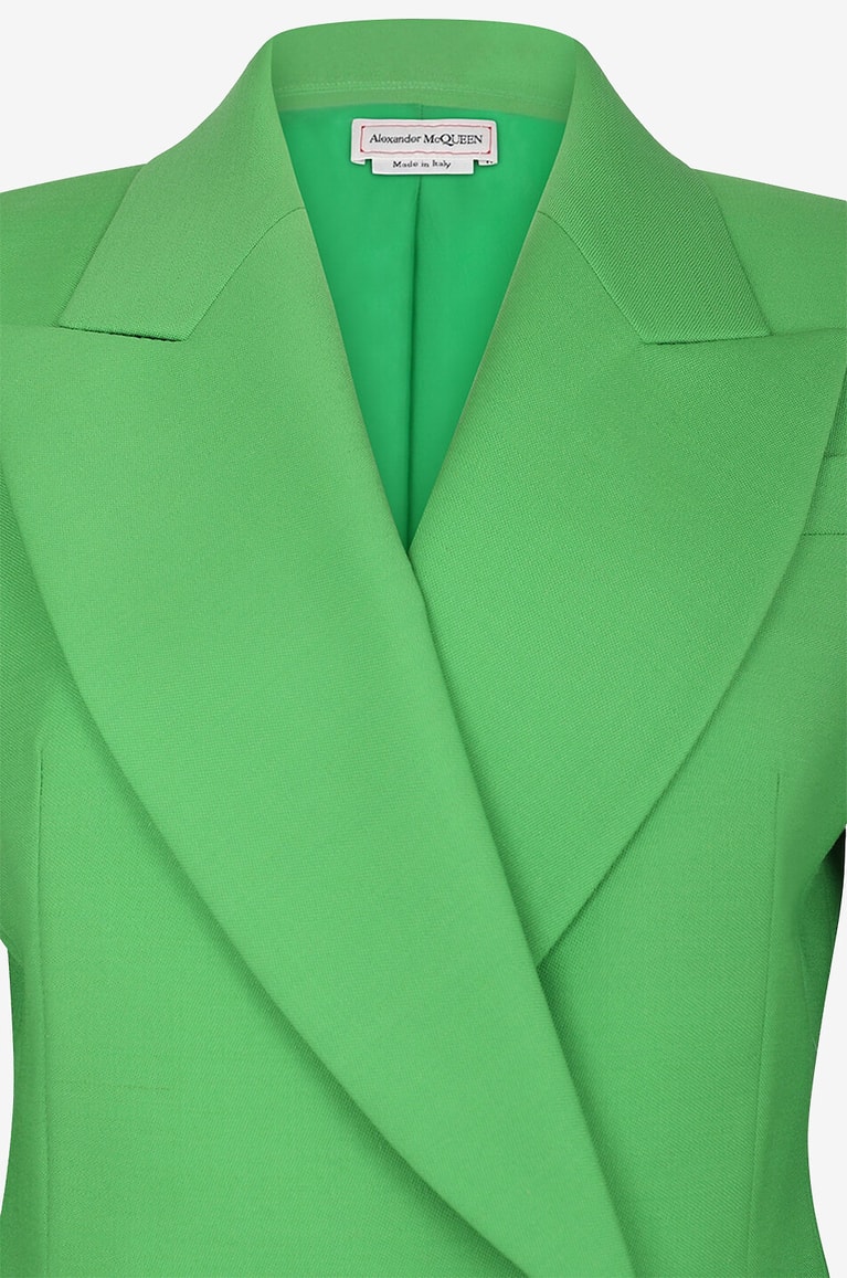 ALEXANDER McQUEEN Blazer en laine et mohair à boutonnage double Femme VERT 3