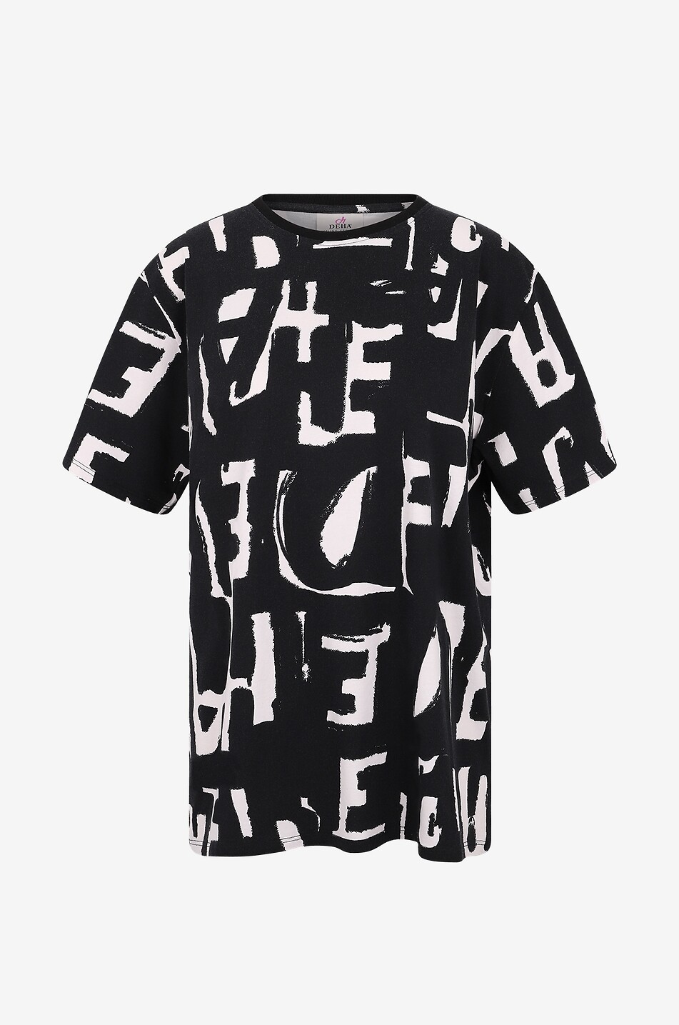 DEHA Weites T-Shirt mit Monogrammprint Damen SCHWARZ 1