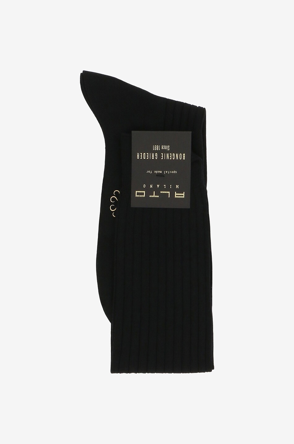 ALTO MILANO Chaussettes longues en laine côtelée Homme NOIR 1