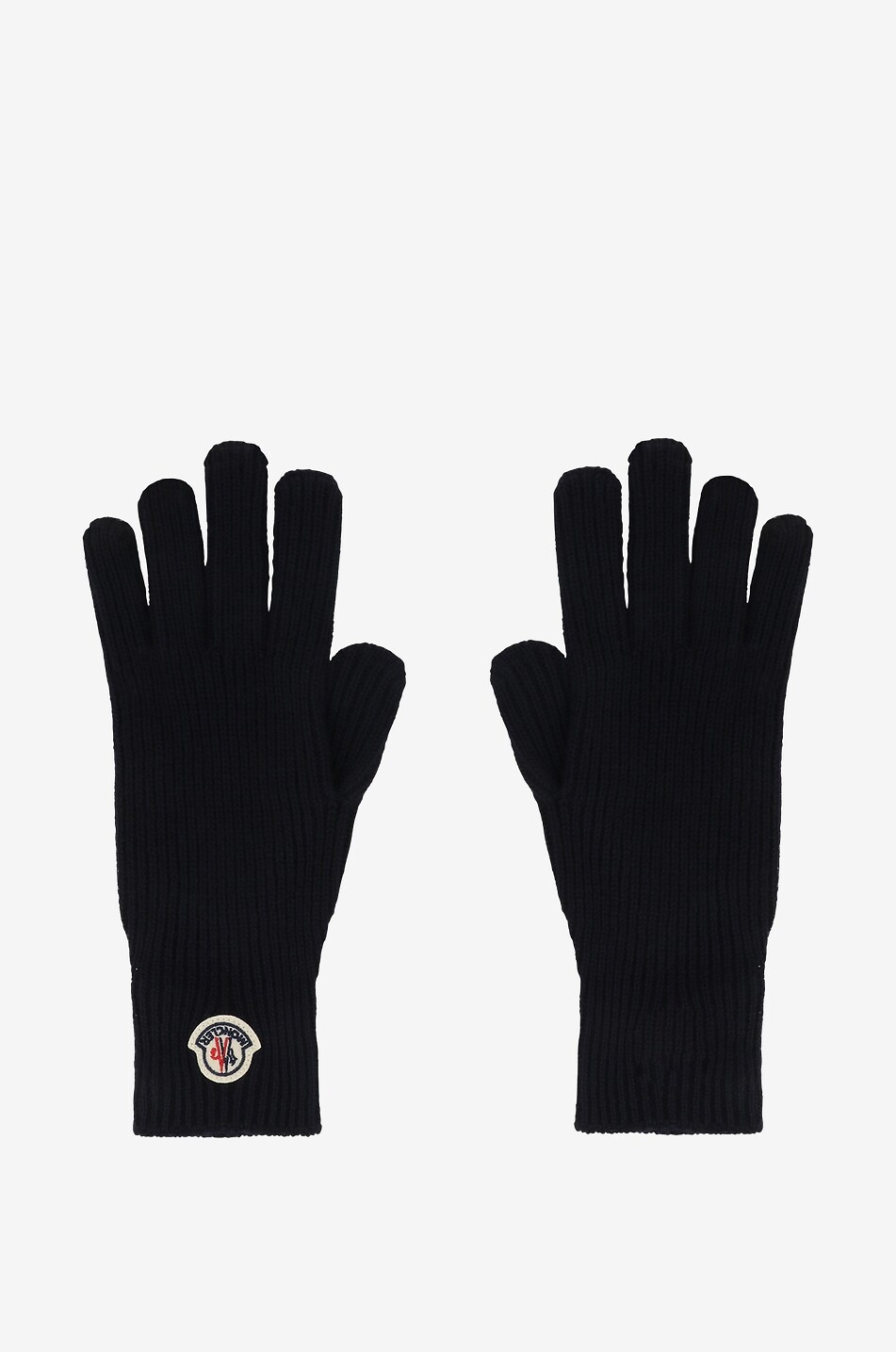 MONCLER Logo patch adorned virgin wool gloves Men BLUE 1