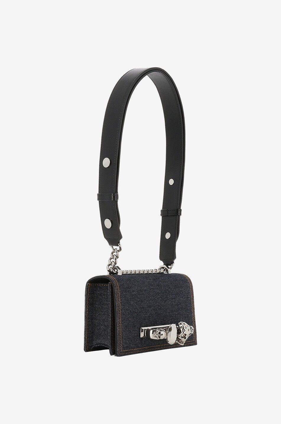 Sac porté épaule en denim Mini Jewelled Satchel Biker
