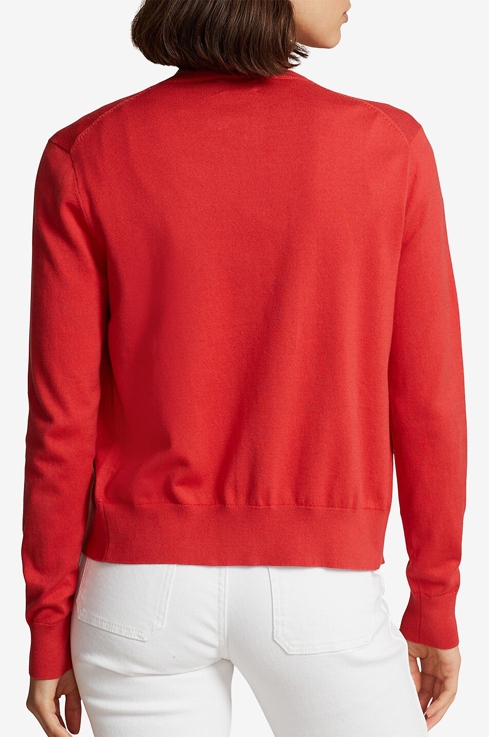 POLO RALPH LAUREN Feiner Baumwollmix-Cardigan mit Rundhals Pony Damen ROT 3