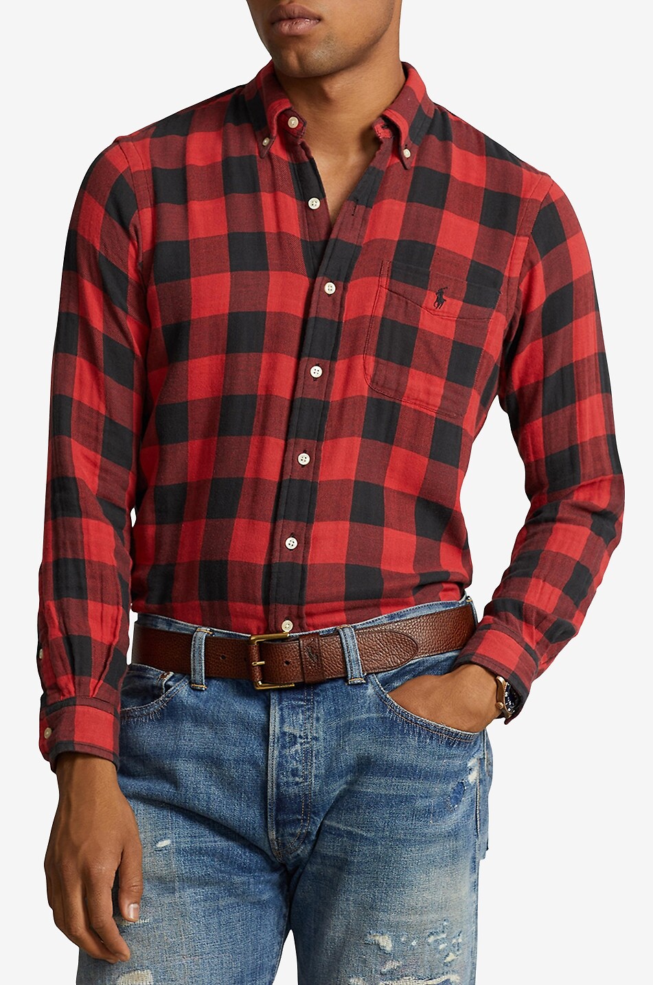 POLO RALPH LAUREN Kariertes Flanellhemd Double Face Herren ROT 2