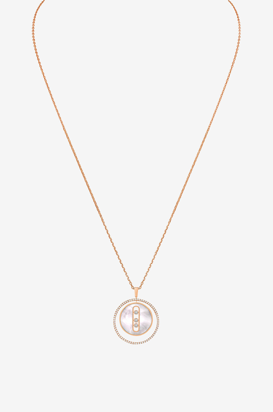 Lucky Move MM Nacre rose gold and diamond necklace MESSIKA