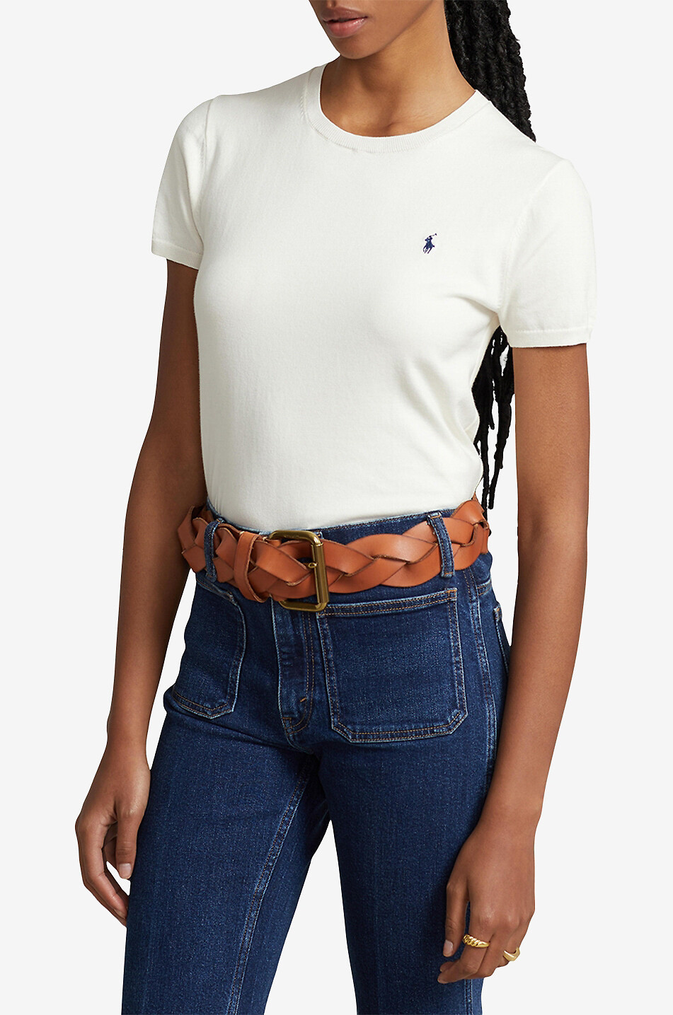 POLO RALPH LAUREN Pony short-sleeved cotton blend jumper Women EGGSHELL 2