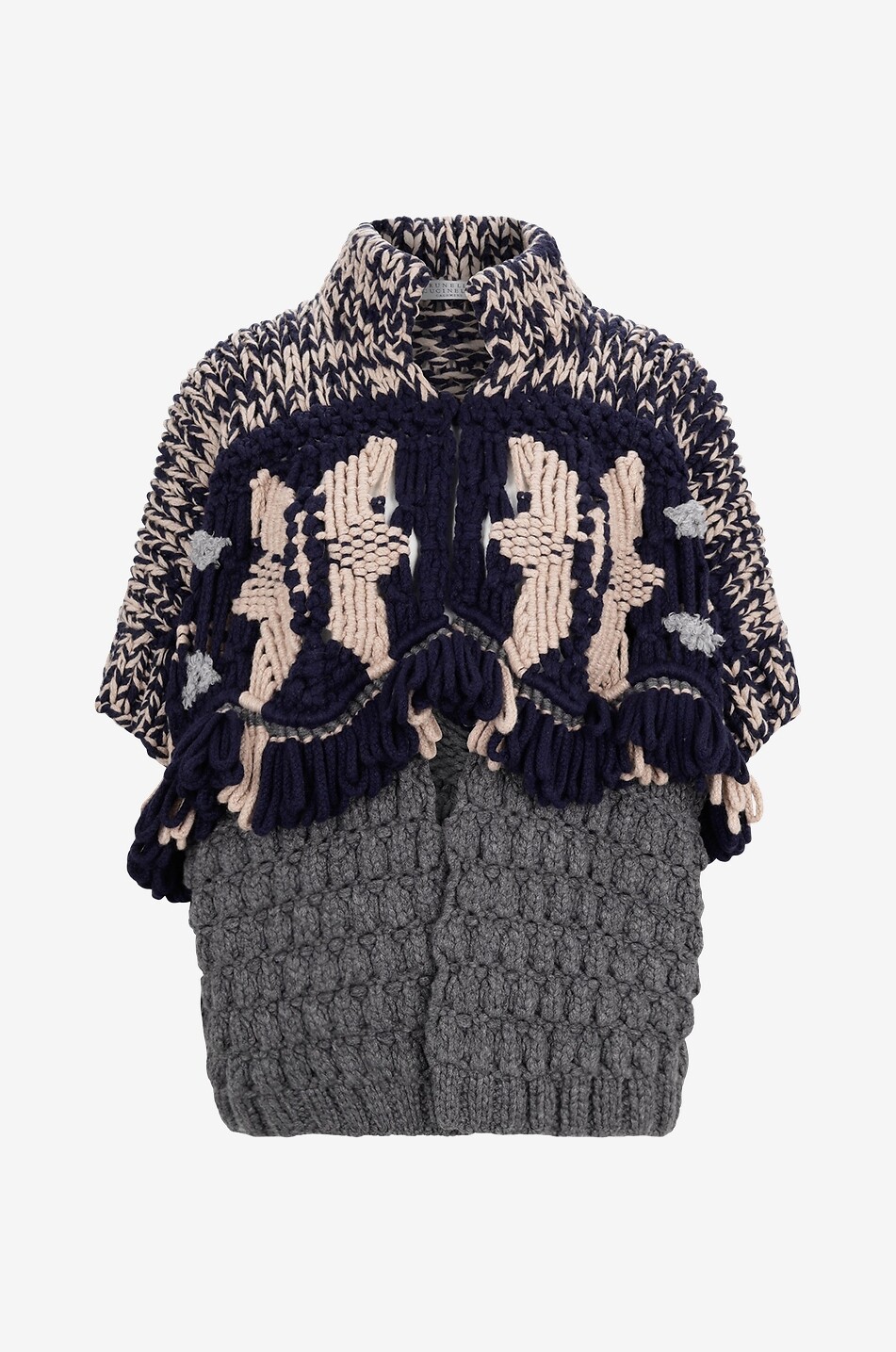 BRUNELLO CUCINELLI Cardigan jacquard épais à franges Opera Femme MULTICOLORE 1