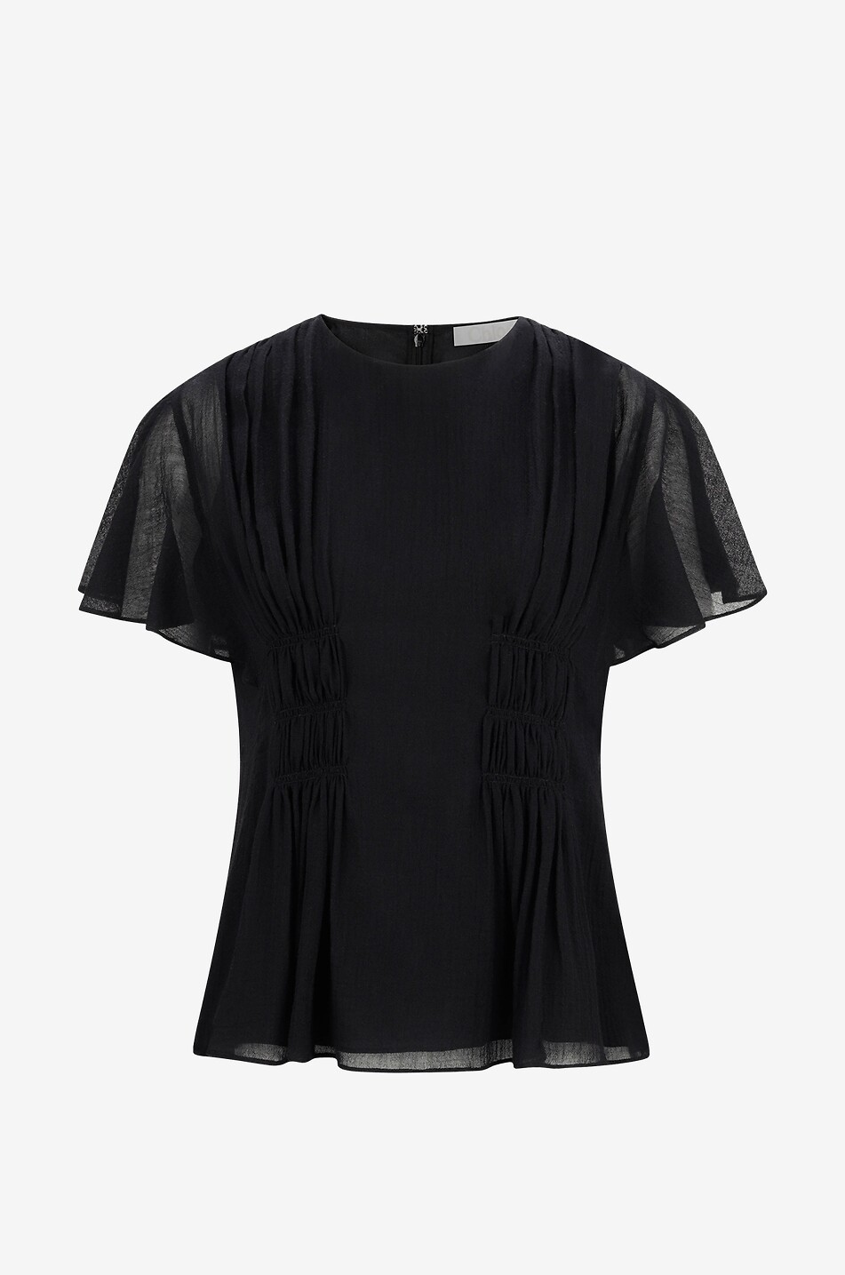 Diaphanous butterfly sleeve top