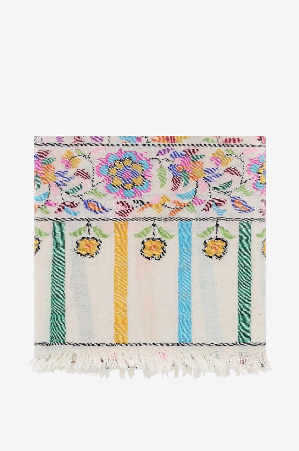 PINK MAHARANI Kani Jamawar hand-woven shawl Women EGGSHELL 1