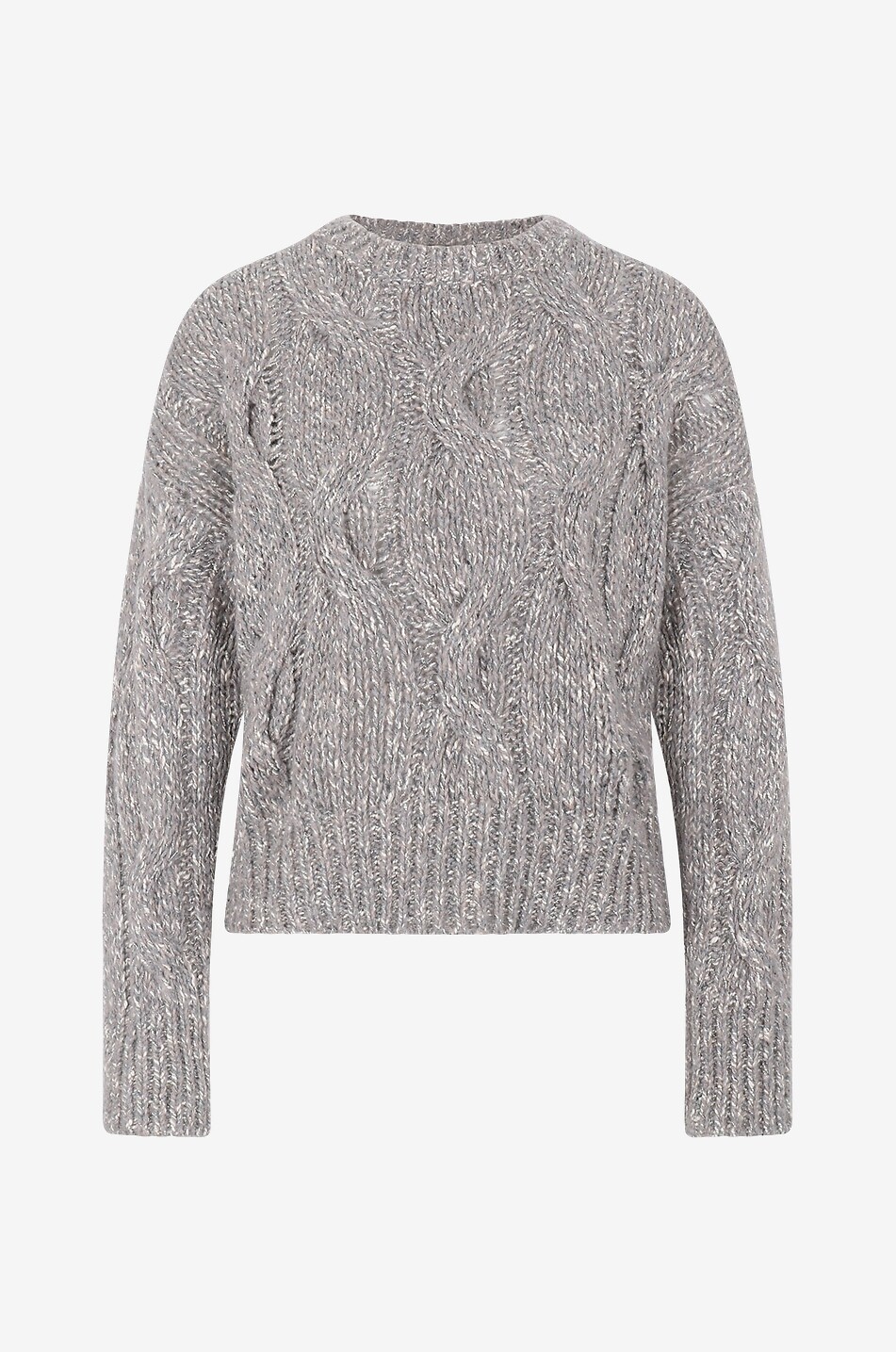 Mottled lurex embellished cable-knit jumper