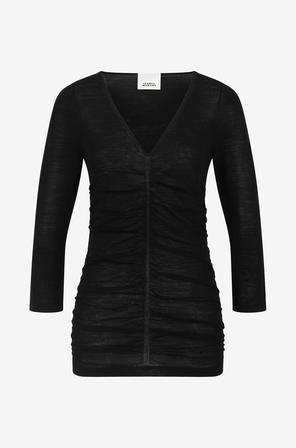 Feiner geraffter Pullover mit V-Ausschnitt Acara