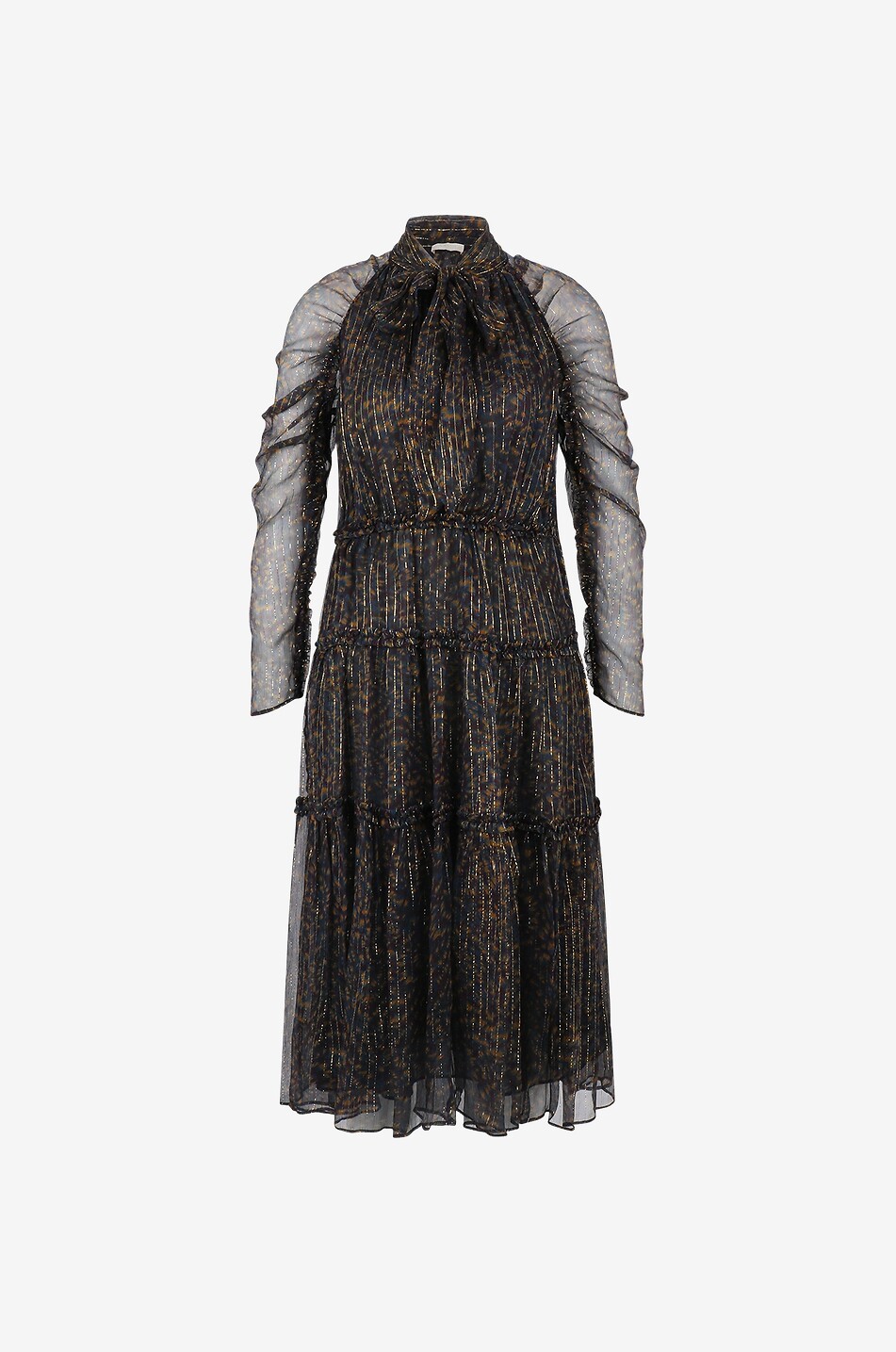 ULLA JOHNSON Robe midi en soie Idalia Femme NOIR 1