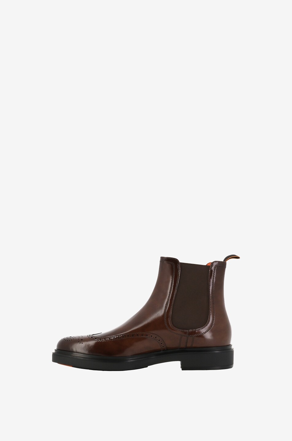 SANTONI Bottines chelsea en cuir verni à bout fleuri Homme MARRON MOYEN 3