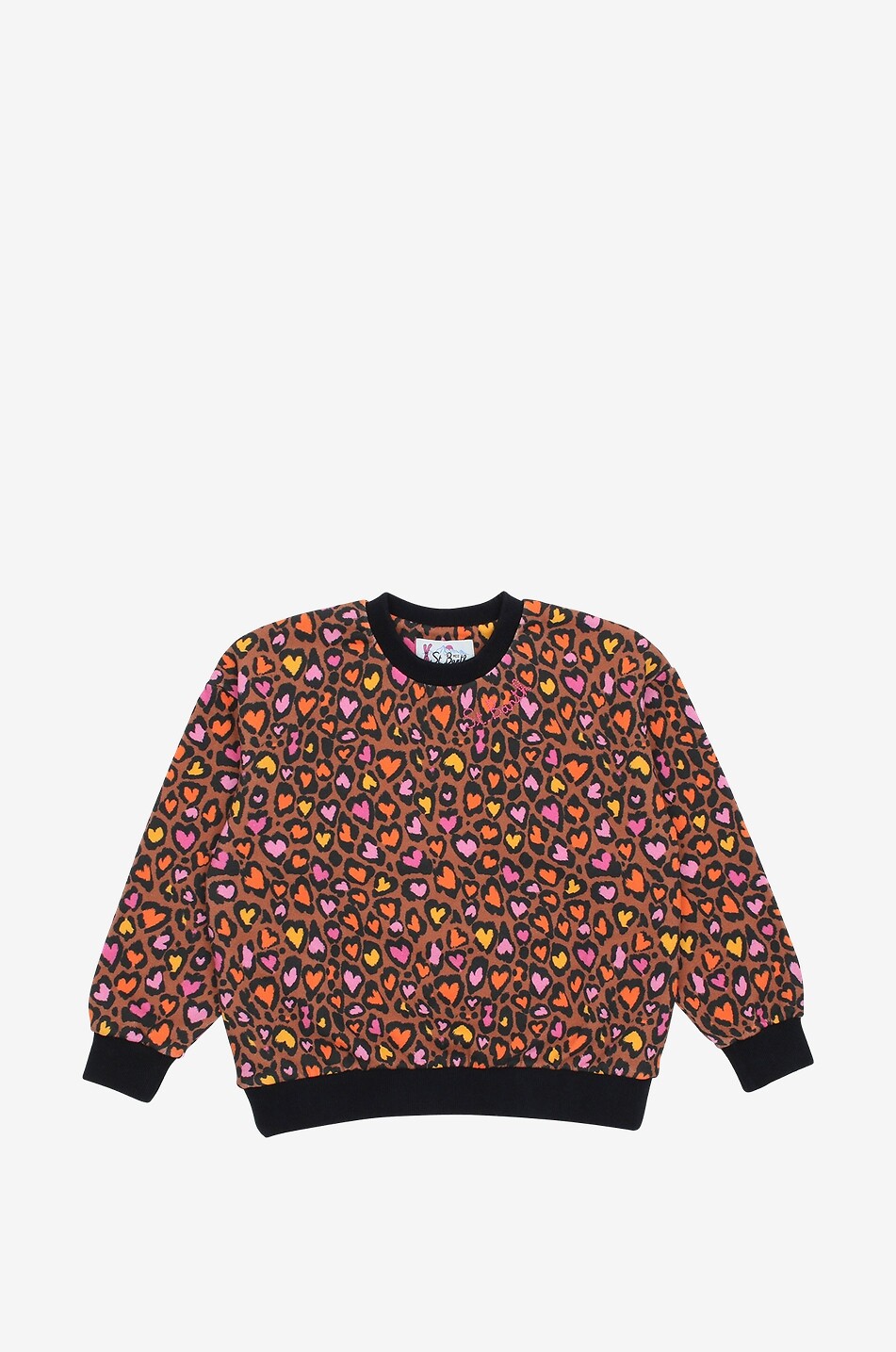 Sweat-shirt fille à col rond Briony Leopard Hearts
