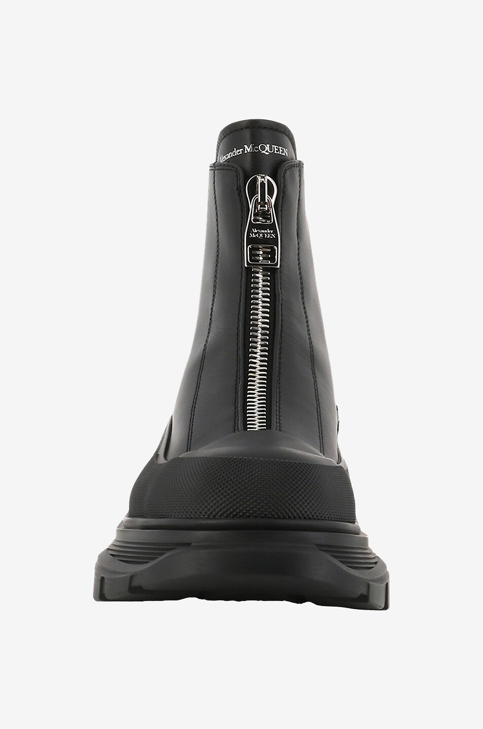 ALEXANDER McQUEEN Bottines en cuir lisse Tread Slick Zipped Femme NOIR 2