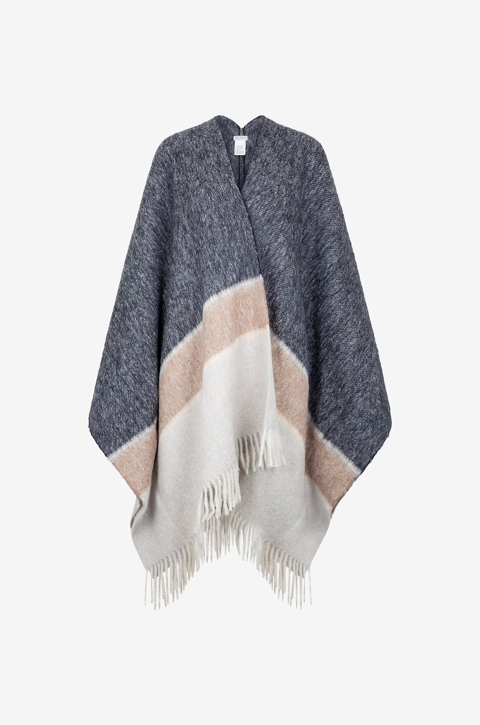 BRUNELLO CUCINELLI Striped fringed alpaca and wool cape Women MULTI COLOURED 1