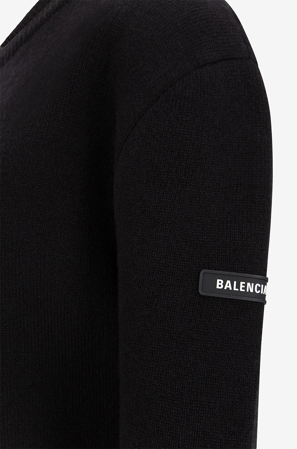 BALENCIAGA Doppellagiger Strickpullover mit Logopatch Damen SCHWARZ 3