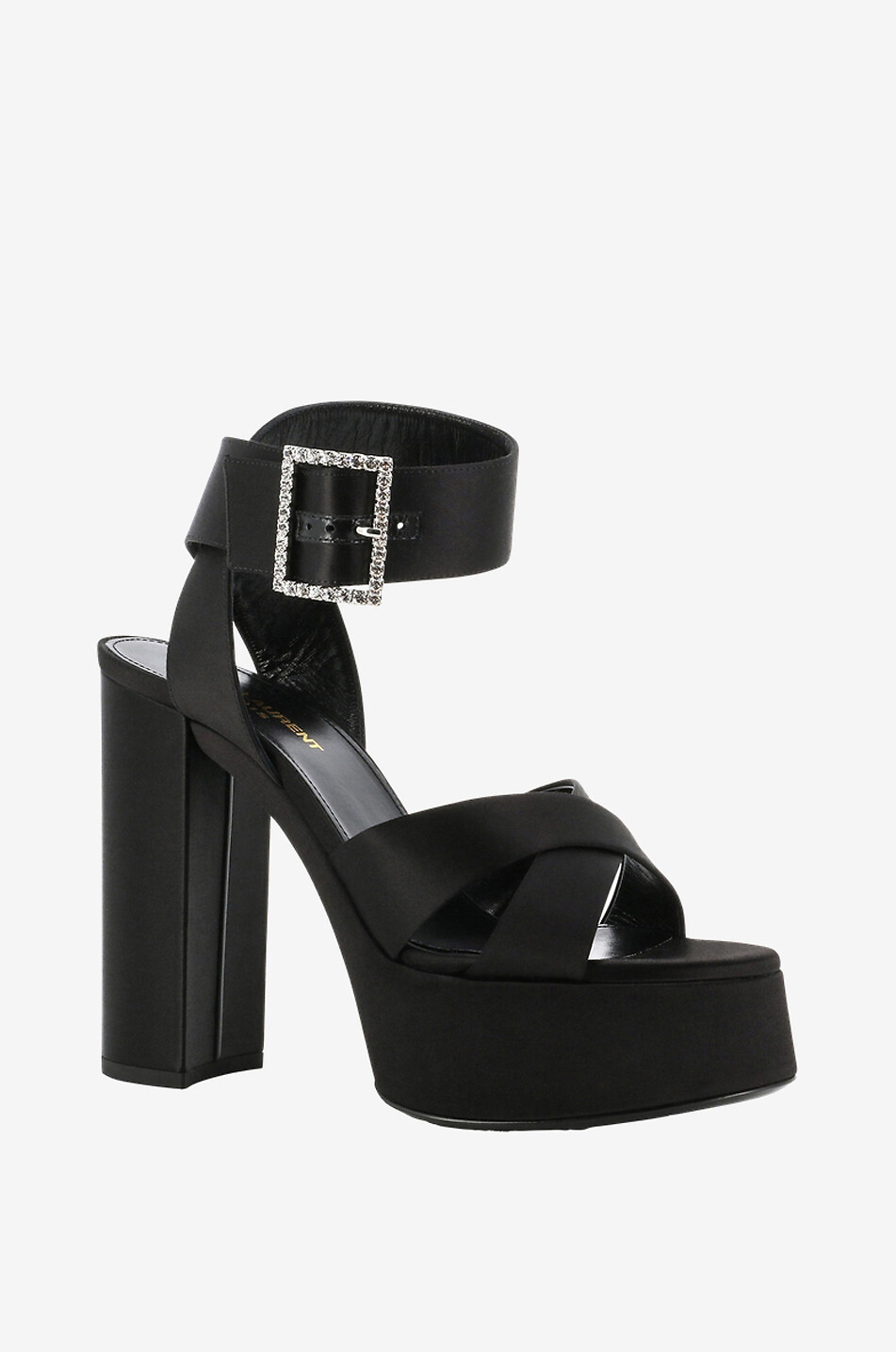 SAINT LAURENT PARIS Bianca 85 satin platform sandals Women BLACK 1