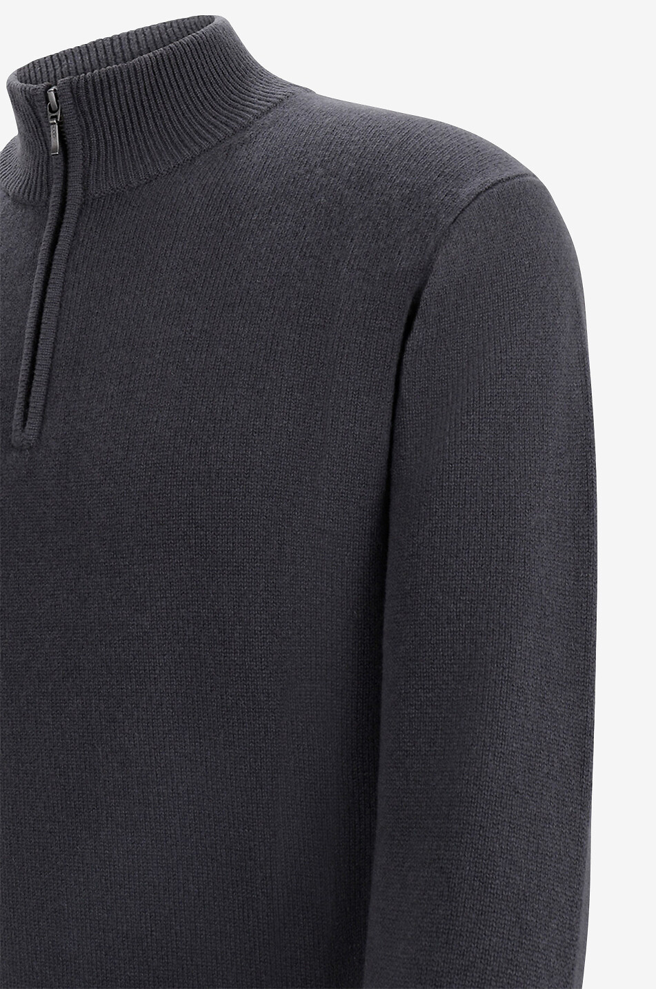 Kaschmirpullover mit Stehkragen mit Reissverschluss