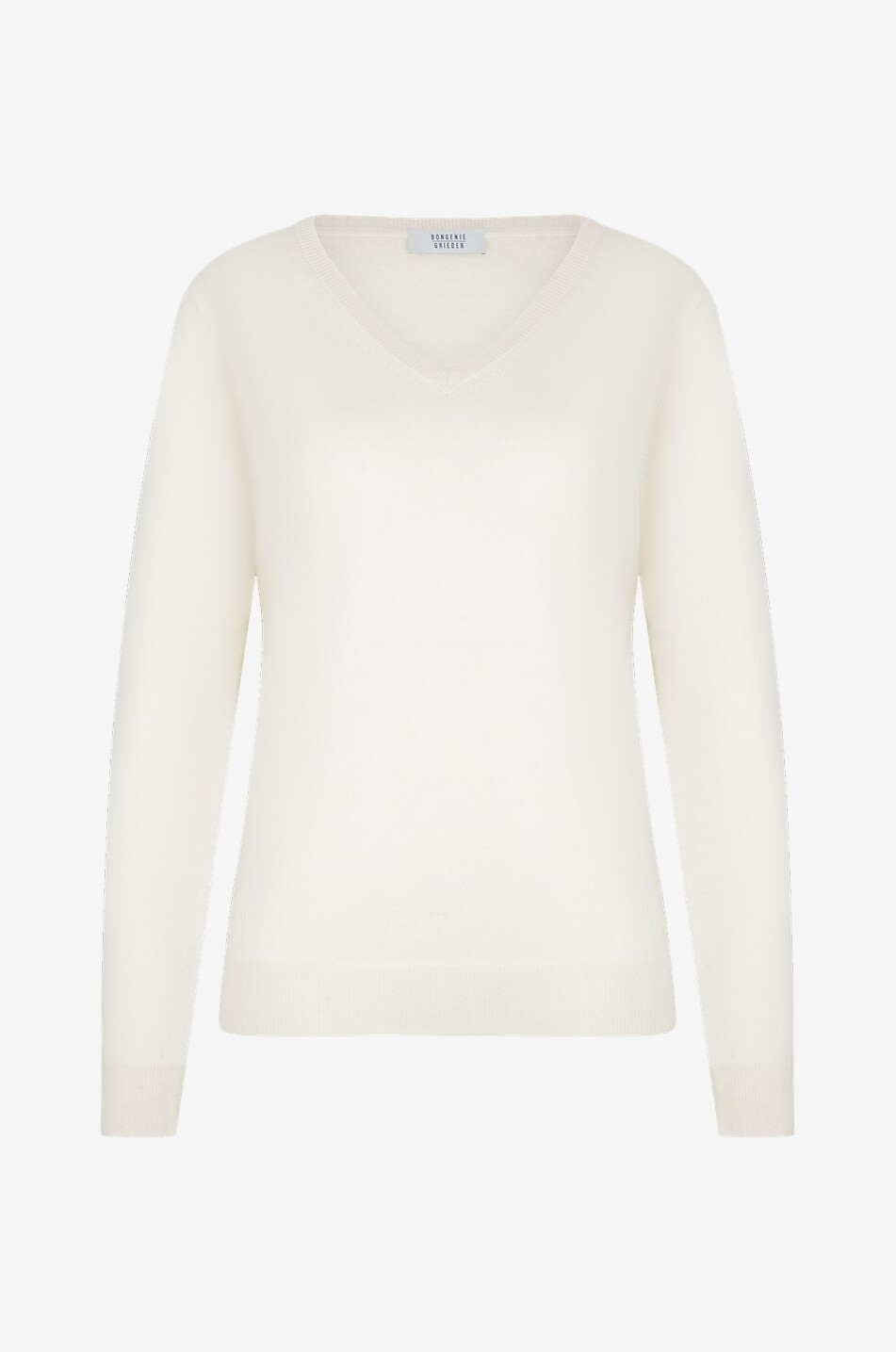 BONGENIE Pull fin en cachemire à col V Femme BLANC CASSE 1