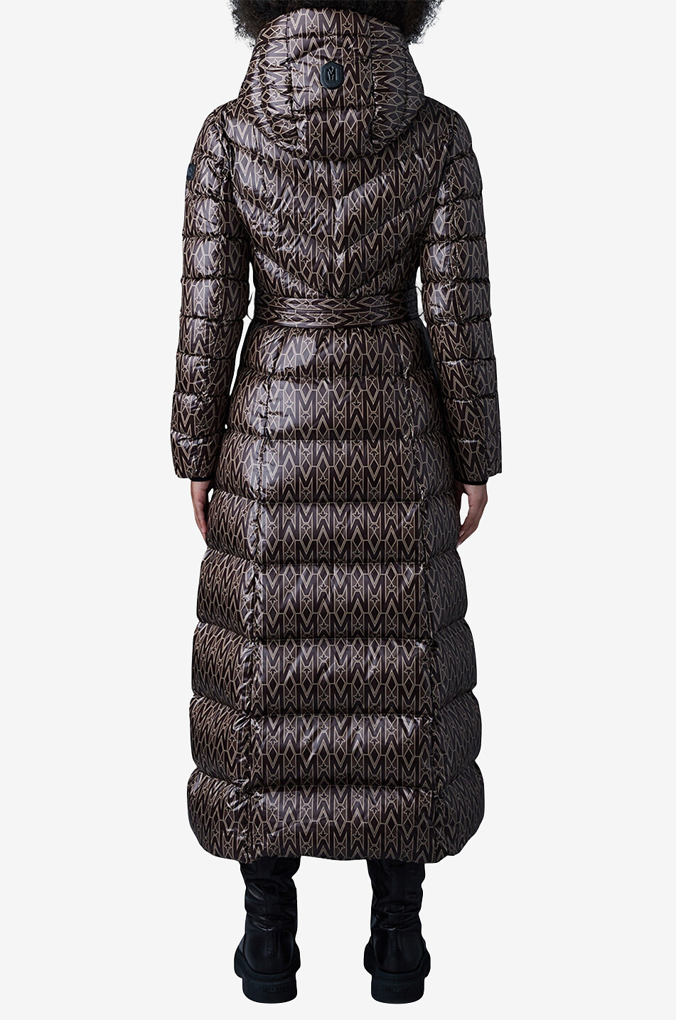 MACKAGE Langer Daunenmantel aus Nylon Calina Monogram Damen MITTELBRAUN 5