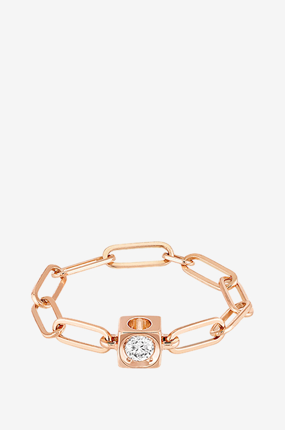 DINH VAN Bague chaîne en or rose et diamant Le Cube Femme ROSE 1