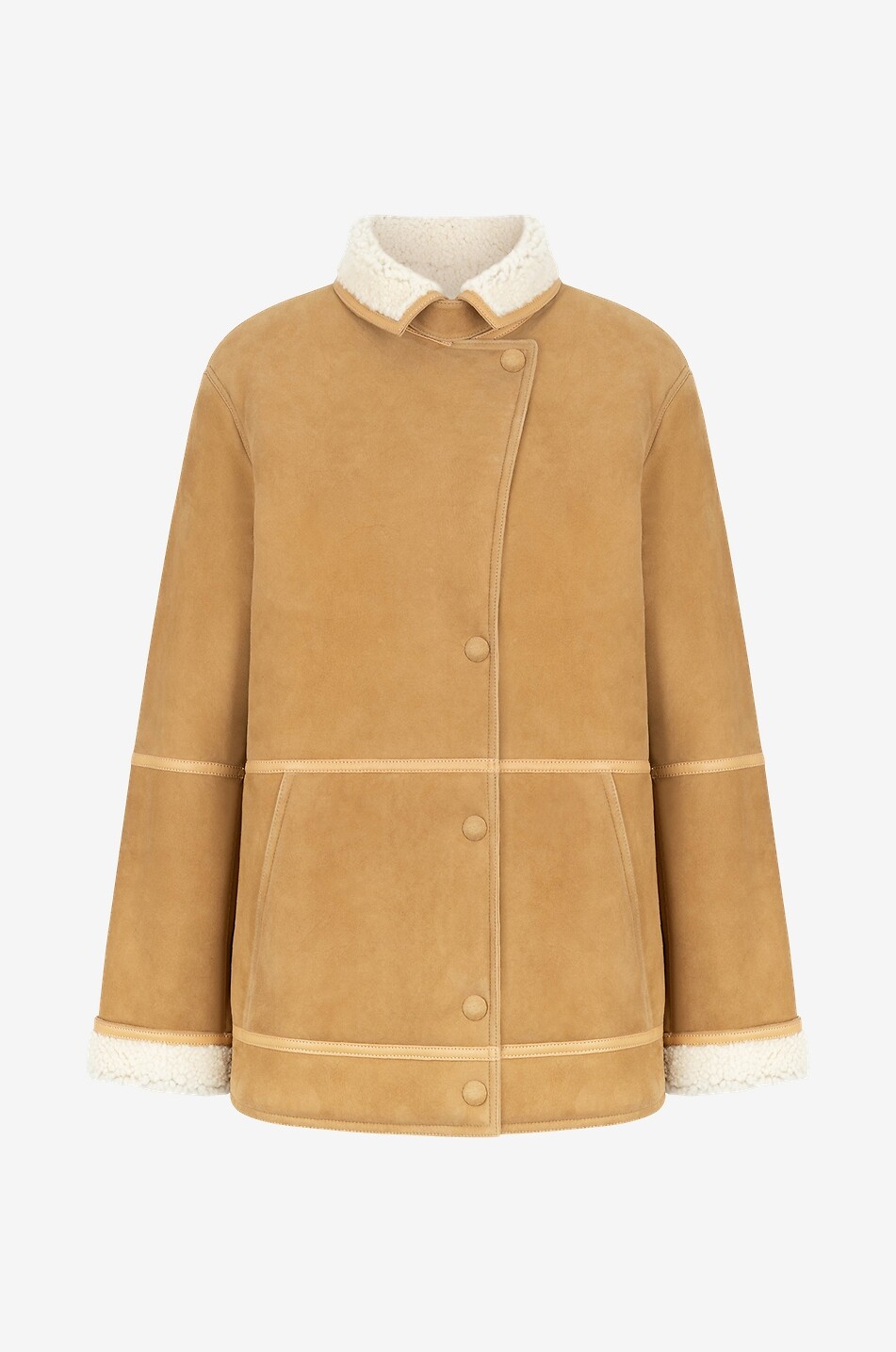 Bomber en daim et cuir doublé de peau lainée Merinos Gonfio
