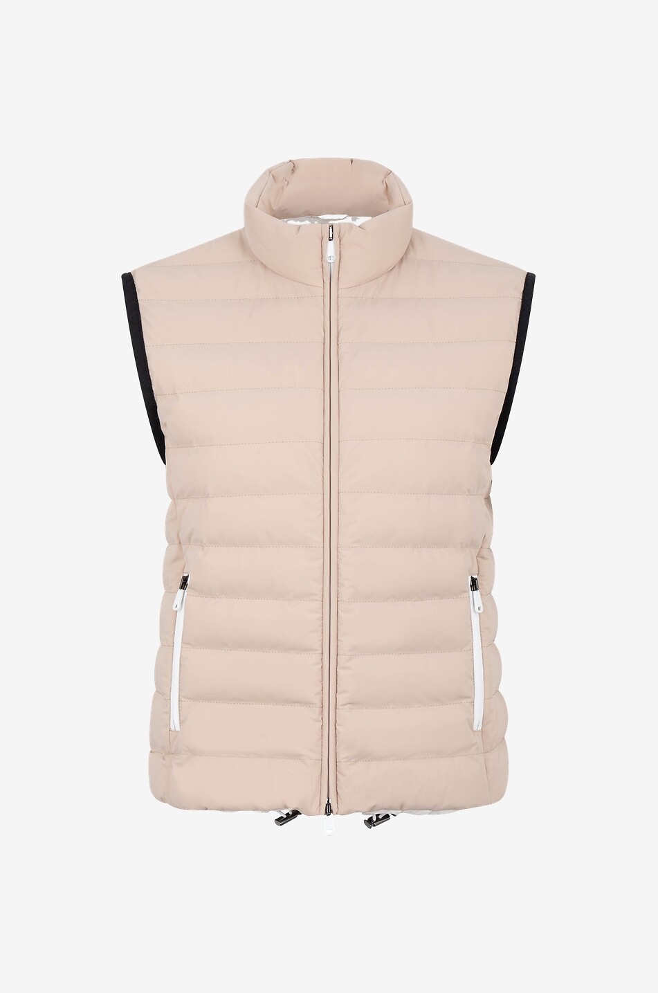 Monile coated nylon sleeveless puffer jacket
