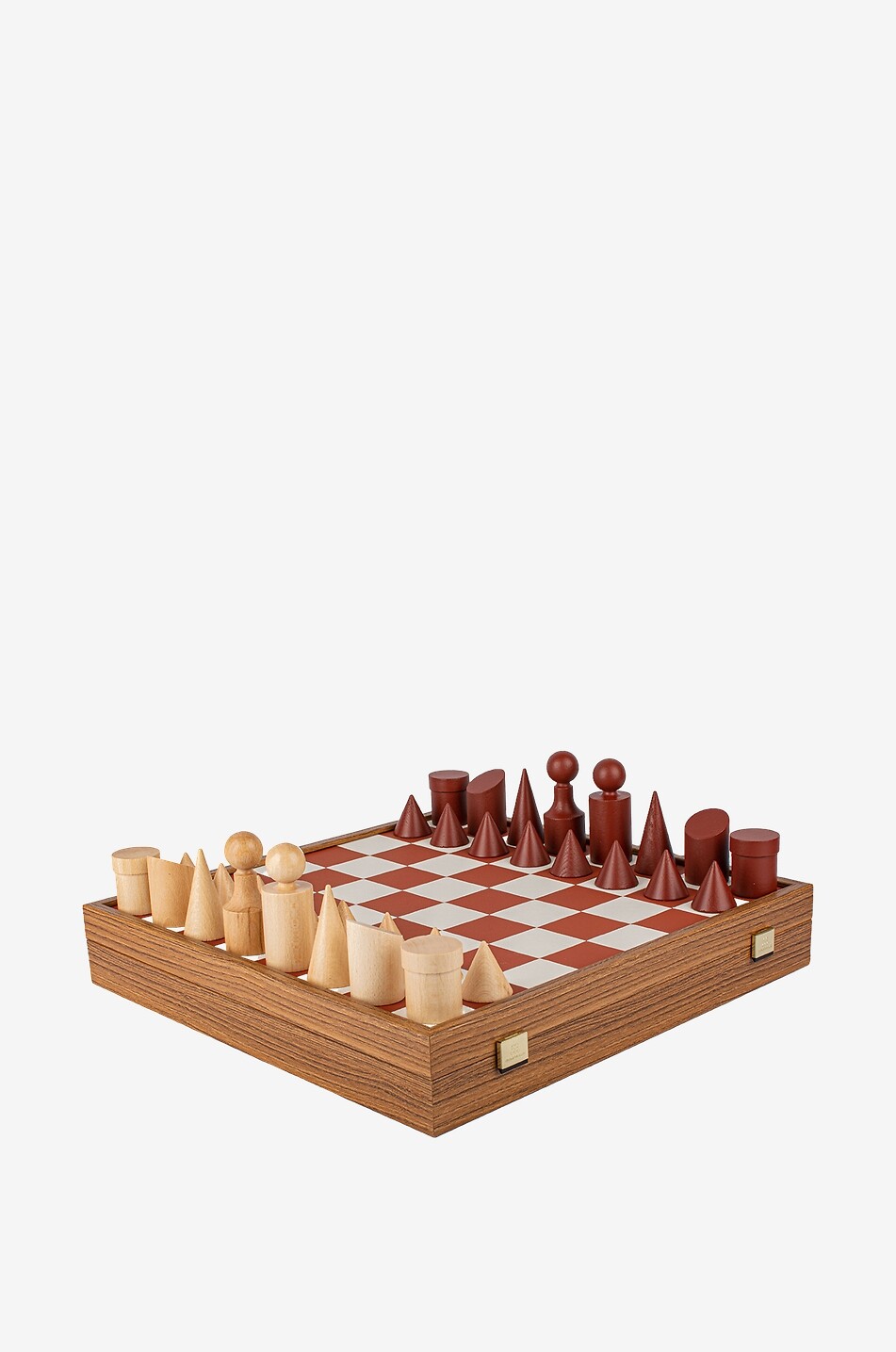 MANOPOULOS Schachspiel aus Holz und Kunstleder Bauhaus Style Haus KAMELFARBEN 2