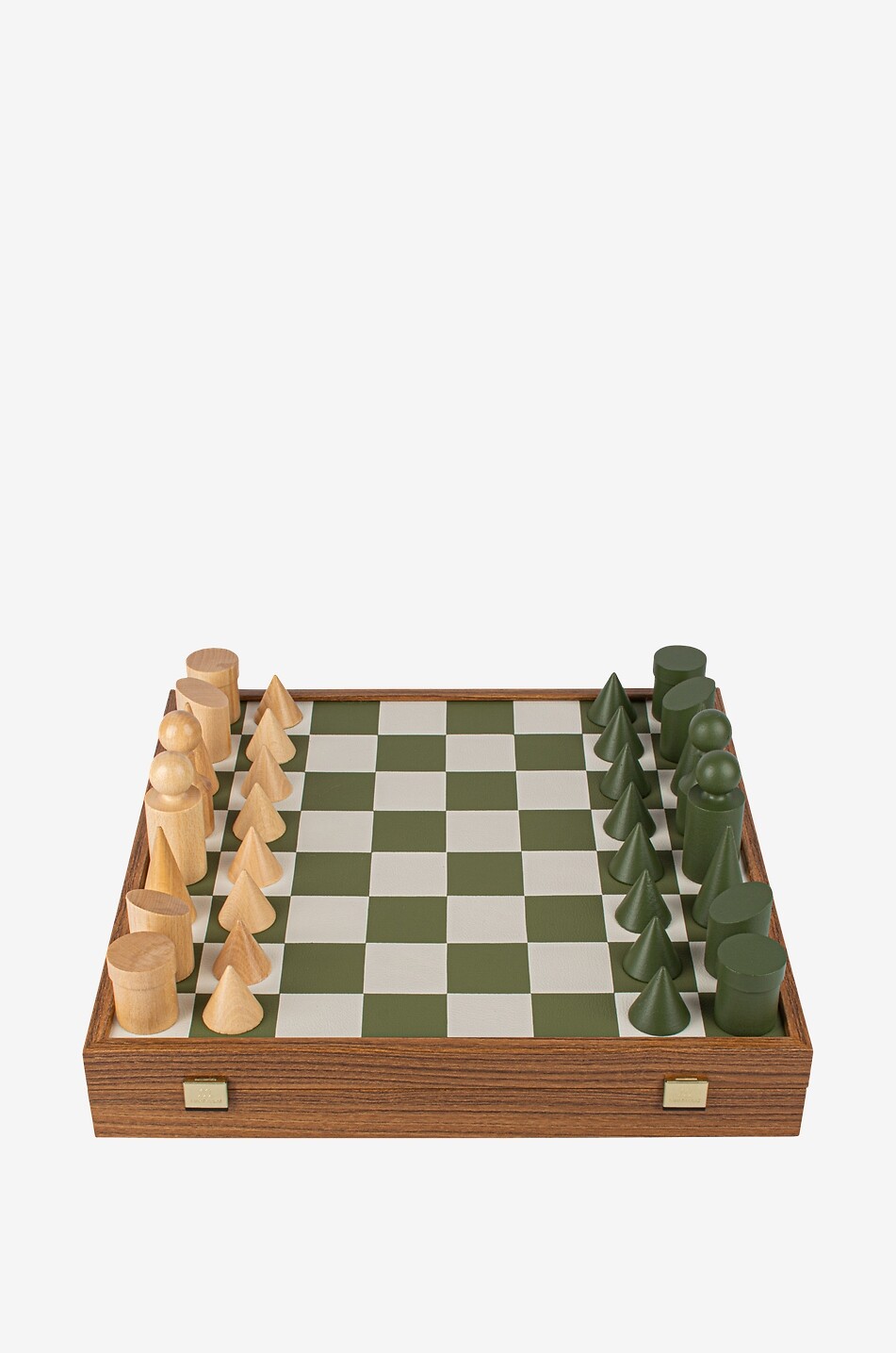 MANOPOULOS Jeu d'échecs en bois et similicuir Bauhaus Style Maison VERT 1