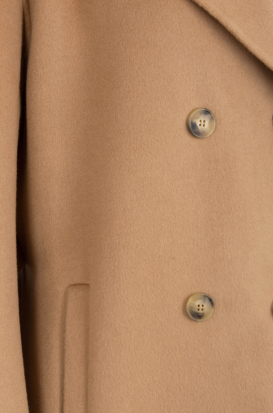 Double-breasted short coat with shearling collar