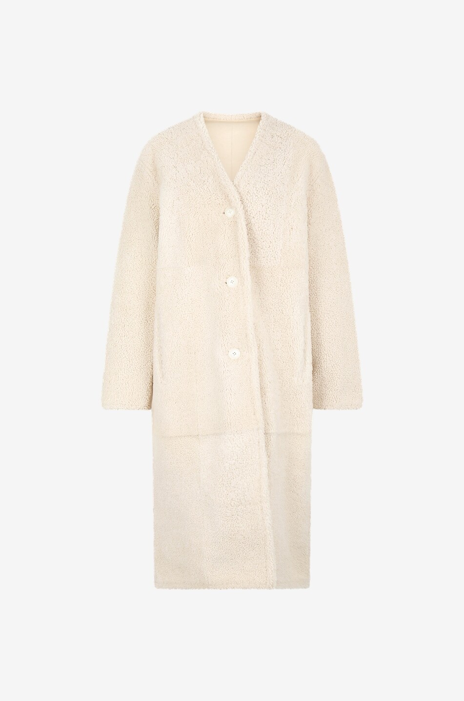 YVES SALOMON Shearling-Mantel mit V-Ausschnitt Merinillo Damen CREMEFARBEN 1